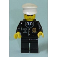 cty094 Police - City Suit with Blue Tie and Badge, Black Legs, Sunglasses, White Ha 